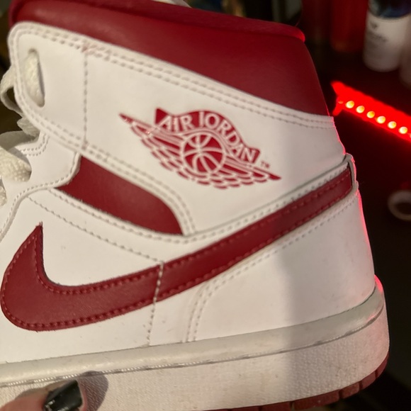 Air Jordan Red and White mid-Top Sneakers - Picture 1 of 4